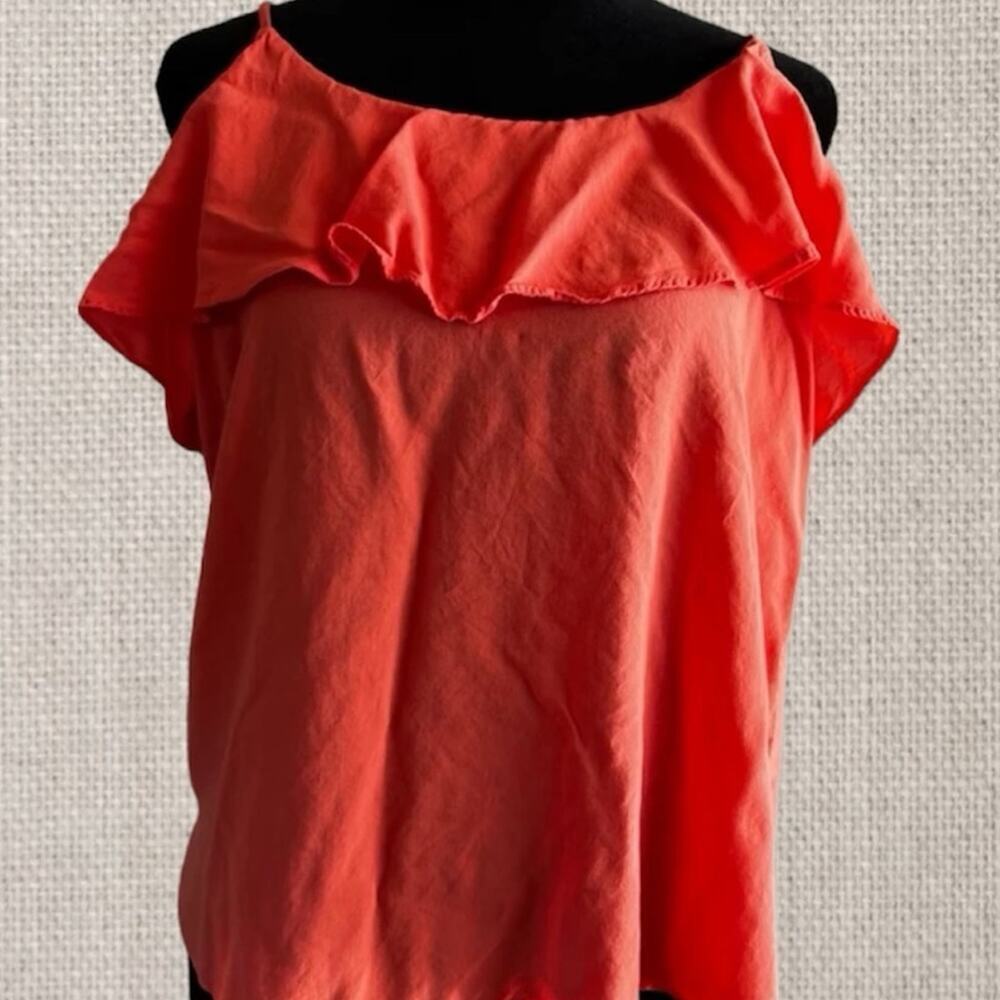 American Eagle women’s size S coral colored racer back Cami with ruffle